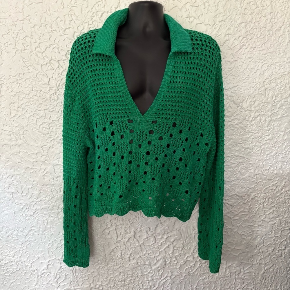 H&M Perforated Cotton Knit Sweater Size XL - Picture 2 of 5